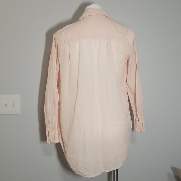 Sundry Light Pink Gauze Cotton Button Down Shirt with Hearts - Picture 2 of 7